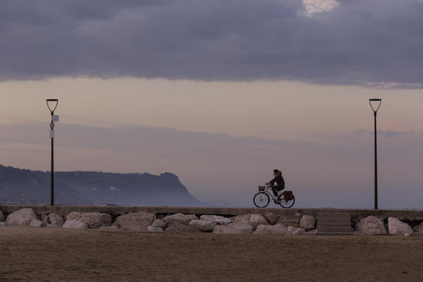 Fano beach at dusk, Pesaro Urbino province, Marche, Italy