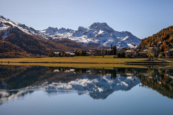 Switzerland, Piz de la Margna reflection at Sils lake, Engiadin