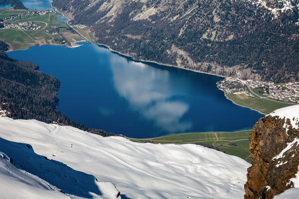 Switzerland, Silvaplana lake in Engiadin at Silvaplana village