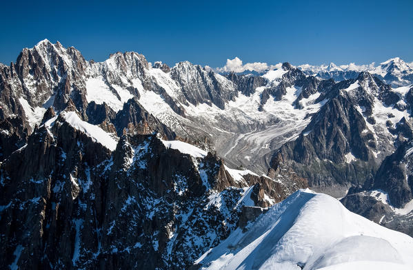 Mont Blanc group from the Aigiulle du Midi, France