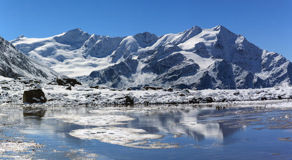 Cedec valley, San Matteo peak at Tresero peak, Cedec lake, Valtellina, Lombardy, Italy