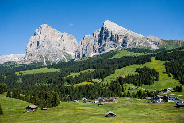 Trentino Alto Adige, Sassolungo at Sassopiatto from Siusi alp, Dolomiten