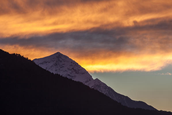 Orobie alps, sunset at Legnone peak, Lombardy, Italy