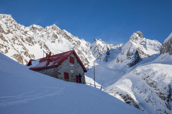 Orobie alps, Mambretti hutte at Caronno valley, Lombardy, Italy