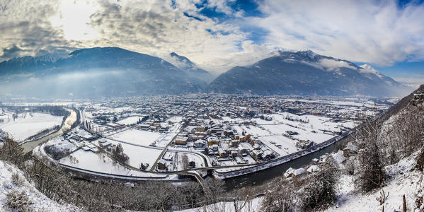 Morbegno in winter, Valtellina, Lombardy, Italy