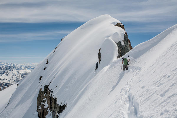 Mountainering at Kennedy peak, Malenco valley, Lombardy, Italy