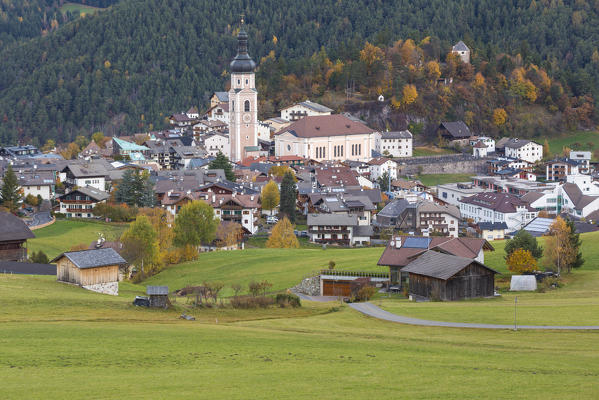 The village of Castelrotto during autumn, Seiser Alm, Bolzano province, South Tyrol, Italy