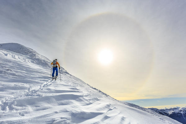 Ski mountaineer, Valgerola, Valtellina, province of Sondrio, Lombardy, Italy