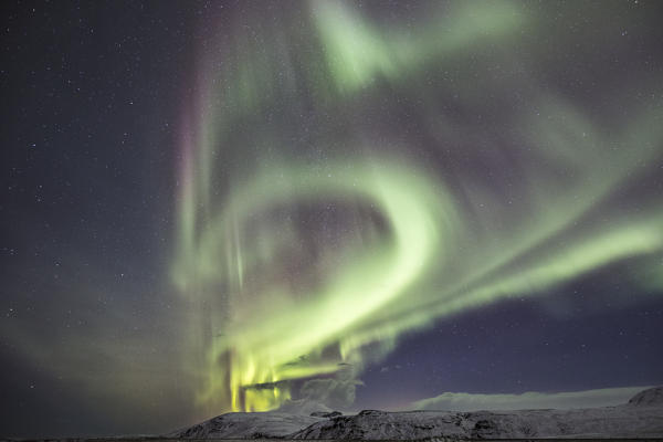 Northern lights near Vík í Mýrdal, Southern Iceland, Iceland, Northern Europe