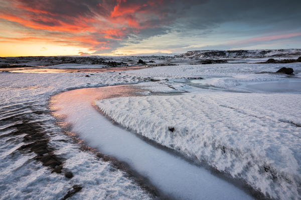 Sunset near Skaftafell, Austurland, Iceland , Northern Europe 