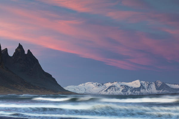 Brunnhorn at sunset, Stokksnes peninsula, Hofn, Austurland, Iceland , Northern Europe