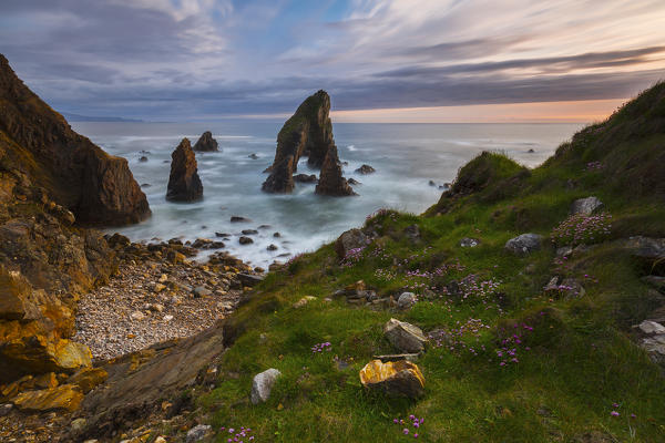 Arch Stack at sunset, Crohy Head, Dungloe, Maghery, Donegal, Ireland, Northern Europe