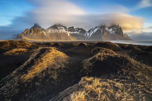Vestrahorn at sunrise, Stokksnes peninsula, Hofn, Austurland, Iceland , Northern Europe