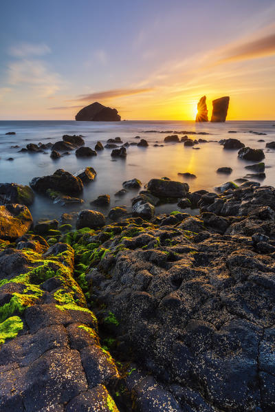 Mosteiros beach at sunset, Mosteiros, Sao Miguel, Azores, Portugal, Western Europe