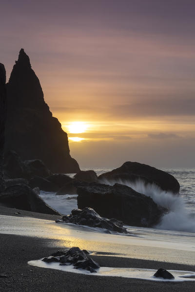 Sunrise at Reynisdrangar, Vík í Mýrdal, Southern Iceland, Iceland, Northern Europe
