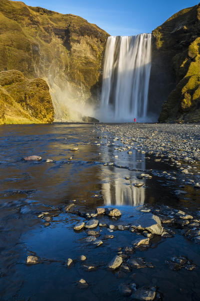 Reflections at Skógafoss, Skógar, Iceland, Northern Europe 