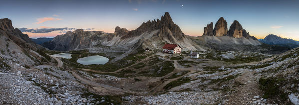 Panoramic view from Tre Cime di Lavaredo to Laghi dei Piani, Dobbiaco, Bolzano, Trentino Alto Adige, Italy, Western Europe