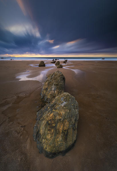 Sunset at Barrika Hondartza, Biscaglia, Basque Country, Spain, Iberian Peninsula, Western Europe