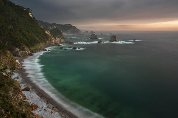 Olaya del Silence before a storm at sunset, Castañeras, Asturias, Spain, Iberian Peninsula, Western Europe