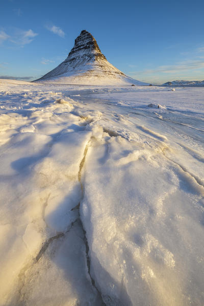 Ice cracks at Kirkjufell, Grundarfjörður, Snæfellsnes peninsula, Vesturland region, Iceland, Northern Europe