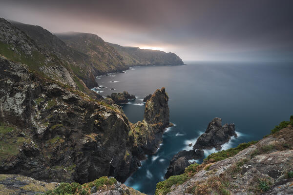 Elevated view of Cabo Ortegal and its cliffs, Cariño, Coruña, Galicia, Spain, Iberian Peninsula, Western Europe 