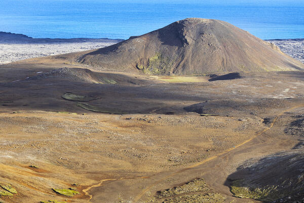 Lava fields at Fagradalsfjall volcano, Reykjanes peninsula, Sudurland, Iceland, Northern Europe