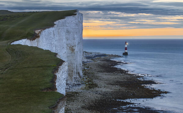 Sunrise at Beachy Head lighthouse, Eastbourne, Beachy Head, East Sussex, United Kingdom, Northern Europe