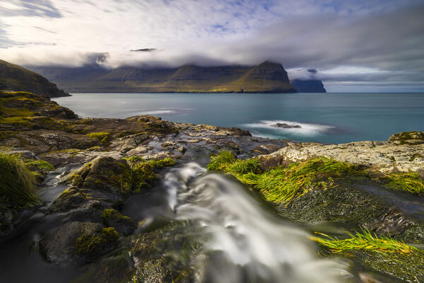 View of Kunoy and Bordoy islands from Vidareidi, Vidoy, Nordoyar, Faroe Islands, Denmark, Scandinavia