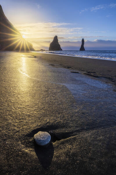 Sunrise at Reynisfjara beach, Vík í Mýrdal, Southern Iceland, Iceland, Northern Europe