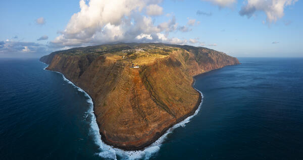 Panoramic view of the beautiful Farol da Ponta do Pargo during sunset, Madeira, Portugal, Western Europe
