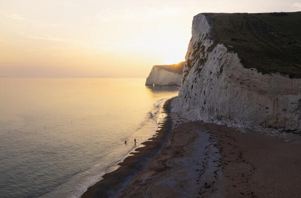 Bat's head at Durdle Door during sunset, Durdle Door, Jurassic Coast, Dorset, United Kingdom, Northern Europe