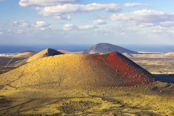 Caldera Colorada at sunset, Tinajo, Las Palmas, Lanzarote, Canary Islands, Macaronesia, Spain, Western Europe