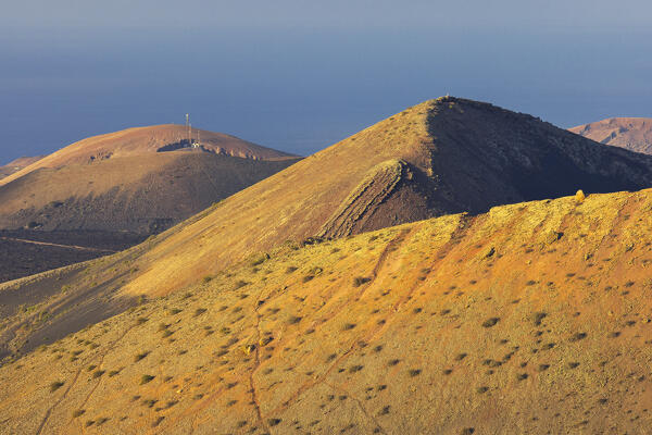 Mountains of Lanzarote at sunset seen from Montana Negra, Tinajo, Las Palmas, Canary Islands, Macaronesia, Spain, Western Europe