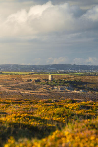 Wheal Coates and Great Wheal Charlotte during sunrise, Saint Agnes, Cornwall, England, Great Britain, United Kingdom