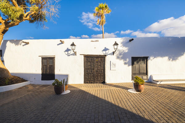 Door and typical houses in Teguise, Las Palmas, Lanzarote, Canary Islands, Macaronesia, Spain, Western Europe