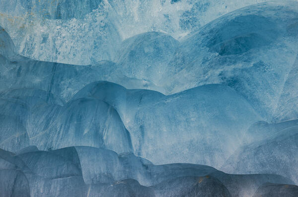 Details of ice inside ice cave of Morteratsch glacier during winter, Bernina Valley, Grigioni, Switzerland, Western Europe