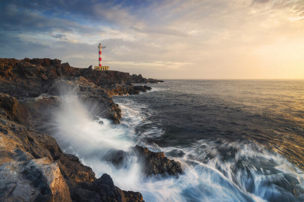 Punta de Abona lighthouse during sunrise, Arico, Santa Cruz de Tenerife, Tenerife, Canary Islands, Macaronesia, Spain, Western Europe