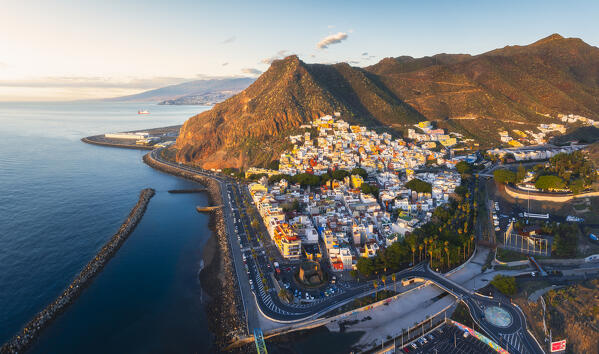 Aerial View of San Andres during sunrise, Santa Cruz de Tenerife, Tenerife, Canary Islands, Macaronesia, Spain, Western Europe
