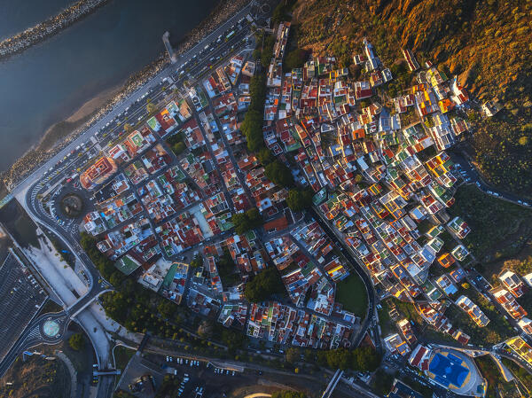 Aerial View of San Andres during sunrise, Santa Cruz de Tenerife, Tenerife, Canary Islands, Macaronesia, Spain, Western Europe