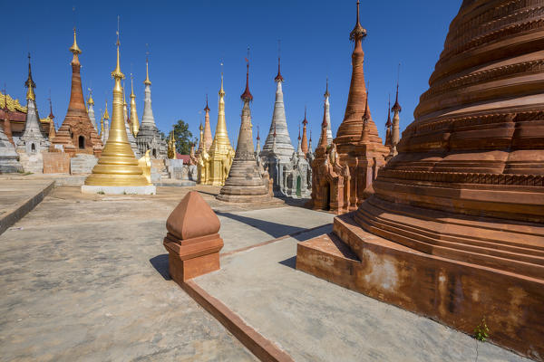 Temples in Shwe Indein Pagoda, Taunggyi, Shan State, Myanmar, Southeast Asia
