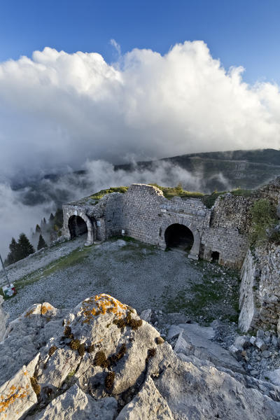 The imposing gallery of Fort Campomolon: relic of the Great War at 1.853 meters above sea level. Arsiero, Vicenza province, Veneto, Italy, Europe.