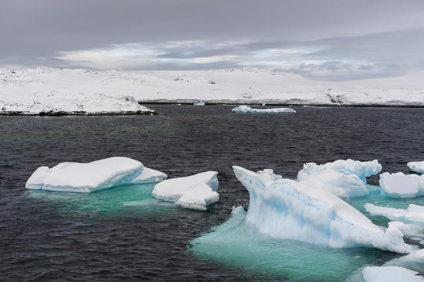 Landscape near Vernadsky research base, Ukrainian Antarctic station at Marina Point on Galindez Island in the Argentine Islands, Antarctica.