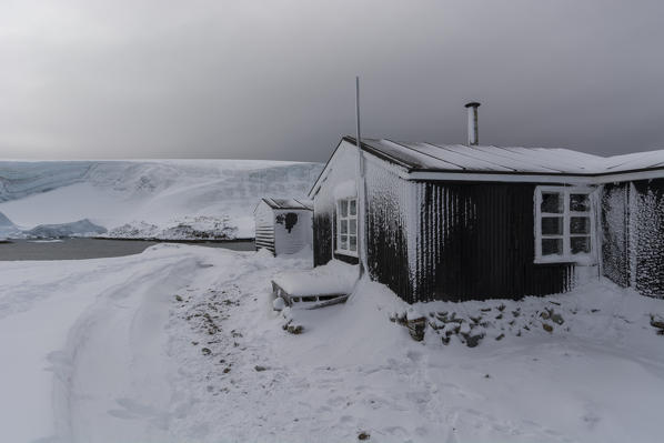 Wordie House, a British Antarctic Survey hut which was in use between 1947 and 1954 and is it now maintained by the Antarctic Heritage Trust as a museum. Winter Islands in the Argentine Islands, Antarctica.