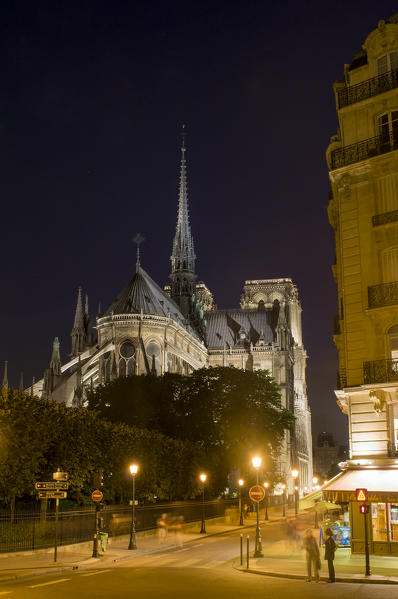 Notre Dame Cathedral by night, Paris, France.