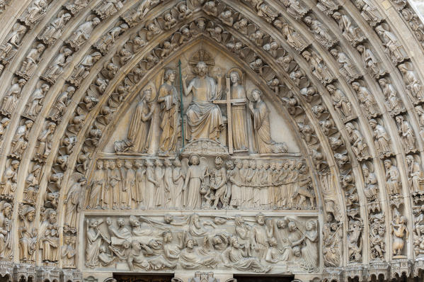 Detail of Notre Dame Cathedral, Paris, France.