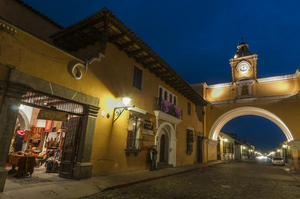 Santa Catalina Arch by night, Antigua, Guatemala.