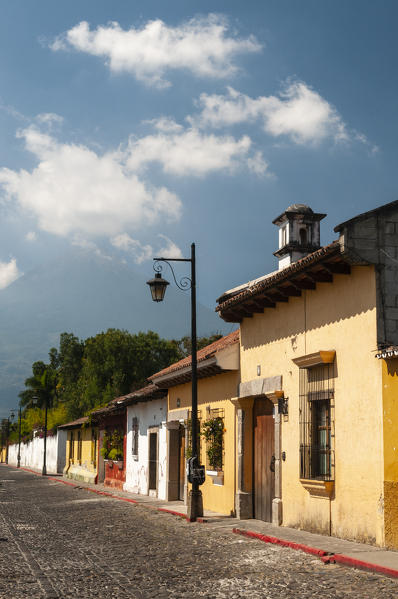 Colonial buildings and Volcan de Agua, Antigua, Guatemala.