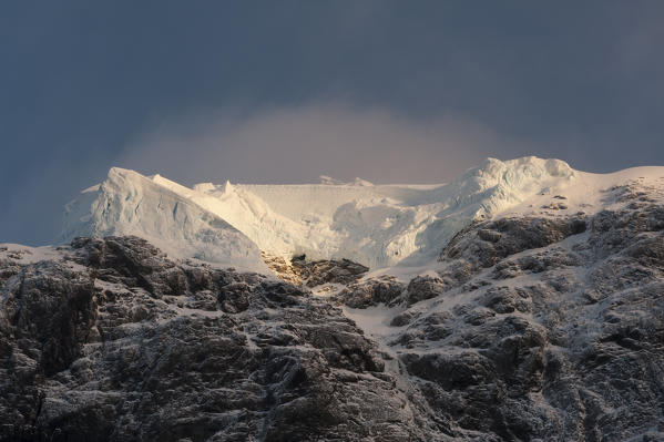 Mountain peaks on Lemaire channel, Antarctica.