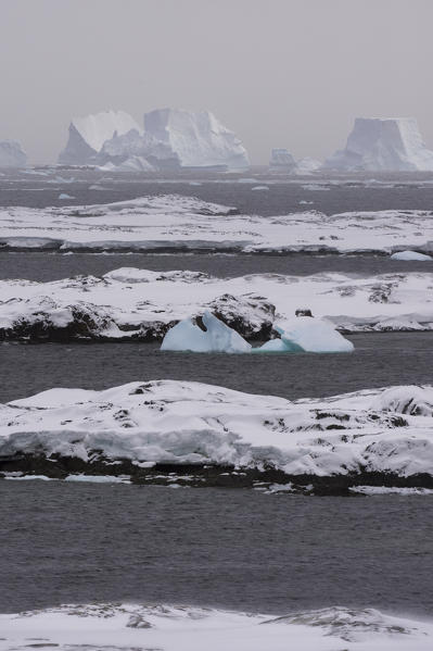 Landscape near Vernadsky research base, Ukrainian Antarctic station at Marina Point on Galindez Island in the Argentine Islands, Antarctica.