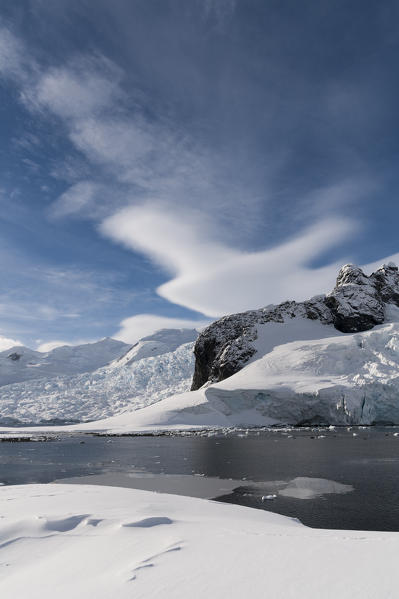 A view of the mountains surrounding Paradise Bay, Antarctica.